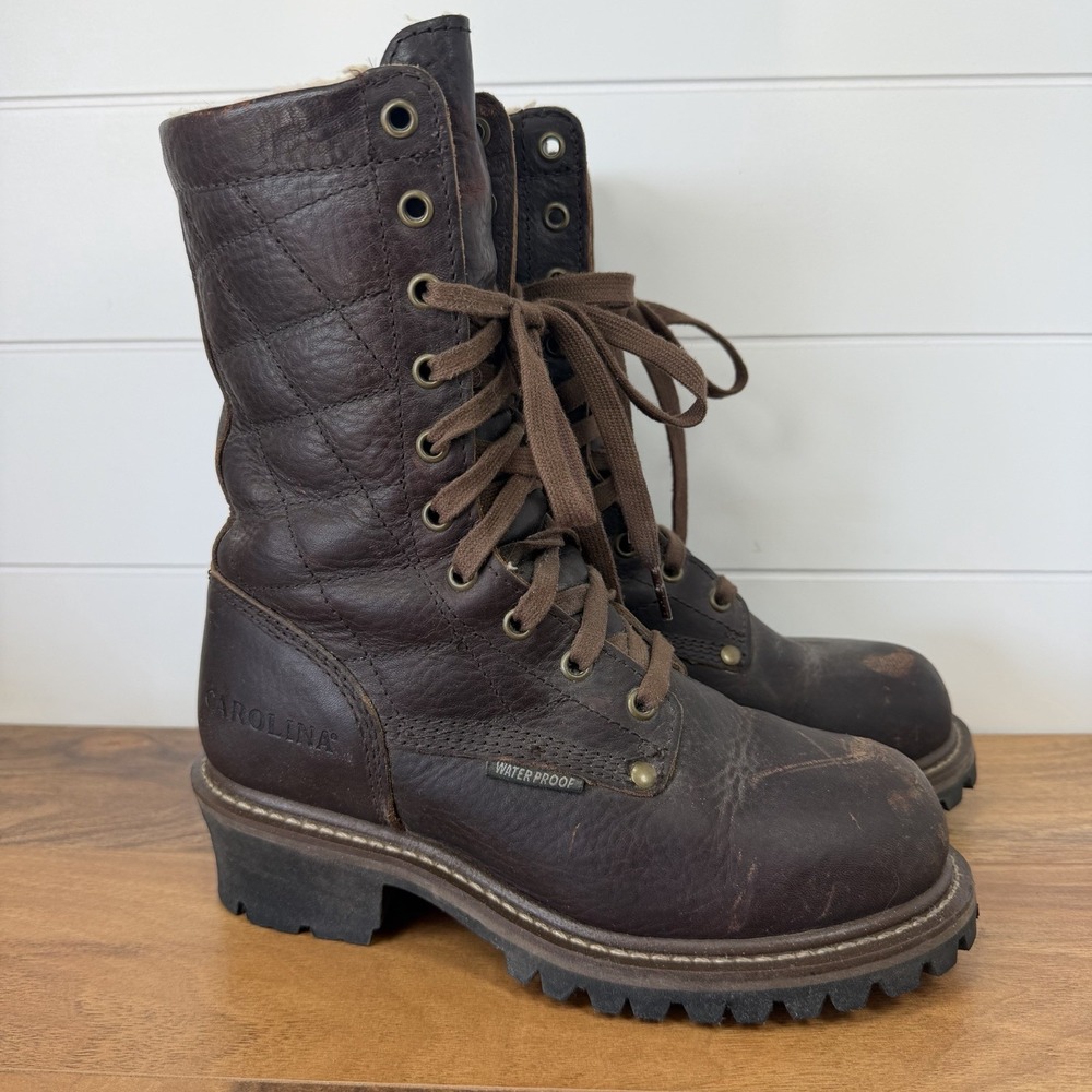 Carolina Logger Work Boots Quilted Lug Leather Insulated Women's 7m F2892-11 EH